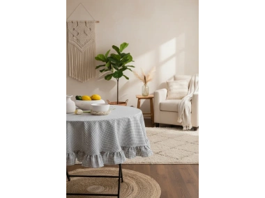 Pötikare Keten Fırfırlı Masa Örtüsü