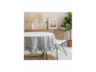 Pötikare Keten Fırfırlı Masa Örtüsü