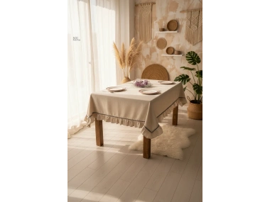 Ham Keten Özel Seri FIRFIRLI Masa Örtüsü