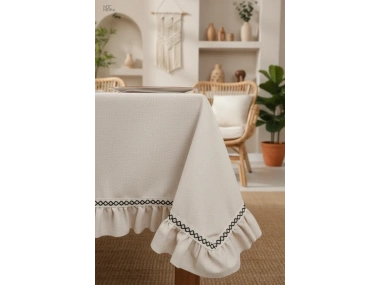 Ham Keten Özel Seri FIRFIRLI Masa Örtüsü