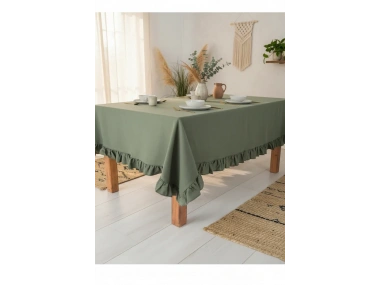 Haki Keten FIRFIRLI Masa Örtüsü