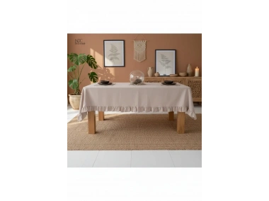 Bej Keten FIRFIRLI Masa Örtüsü