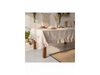 Bej Keten FIRFIRLI Masa Örtüsü
