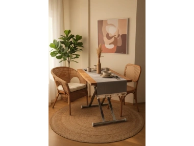 Gri Antrasit HAM Ponponlu Runner Masa Örtüsü (45 x 150)