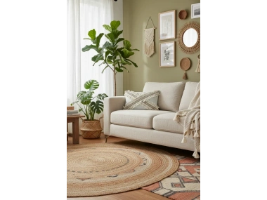 Ham Keten Krem Çapraz Kahve Dantelli Ponponlu Kırlent Kırlent Kılılfı (35 x 55)