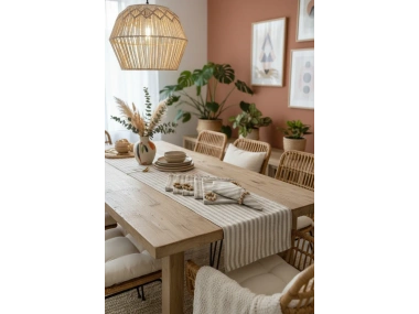 Gri İnce Çizgili Keten 6 lı Peçete Takımı (Toka Hediyeli )