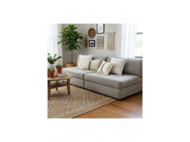 Keten Krem Siyah Şeritli Püsküllü Kırlent Kırlent Kılıfı(35 X 55 )