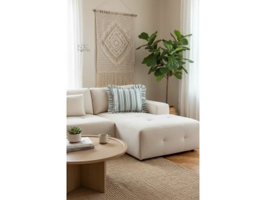 Premium Keten Gri Kalın Çizgili Fırfırlı KIrlent Kırlent Kılıfı (43 x 43 )