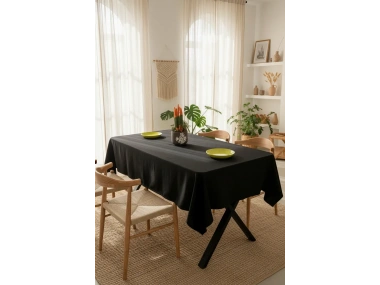 Premium Keten Siyah (DÜZ) Masa Örtüsü