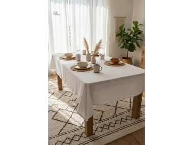 Premium Keten Beyaz (DÜZ) Masa Örtüsü