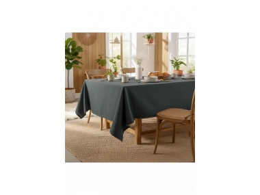 Premium Keten GRİ Füme (DÜZ) Masa Örtüsü