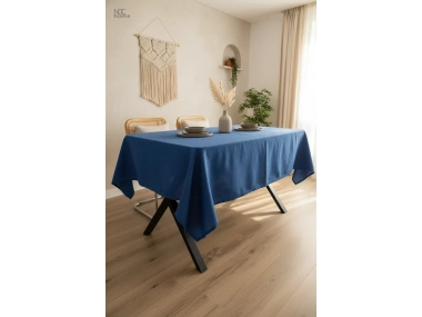 Premium Keten Lacivert (DÜZ) Masa Örtüsü