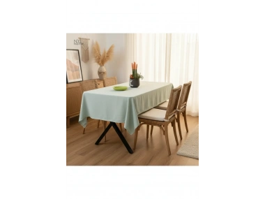 Premium Adaçayı Yeşili Keten (DÜZ) Masa Örtüsü