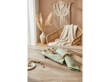 Premium Keten Adaçayı Yeşili 6Lı Peçete Takımı (40x40) Toka Hediyeli