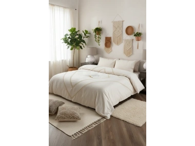 BATTAL Boy Ham Keten Jüt Dantelli Nevresim Seti