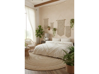 BATTAL Boy Ham Keten Jüt Dantelli Nevresim Seti