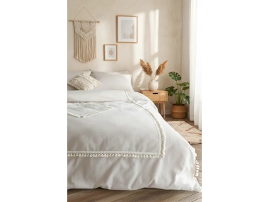 BATTAL Boy Bej Renk Çift Baklava Nevresim Seti