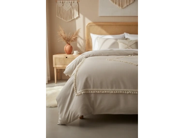 BATTAL Boy Bej Renk Çift Baklava Nevresim Seti