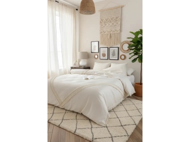 BATTAL Boy Ham Keten Baklava Nevresim Takımı