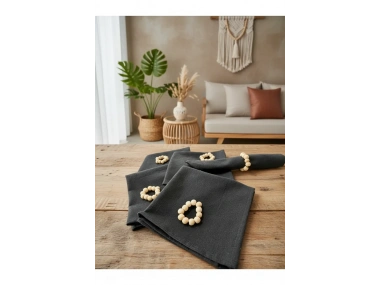 Füme(KoyuGri) Premium Peçete Takımı 6lı (TOKA HEDİYELİ) 40x40