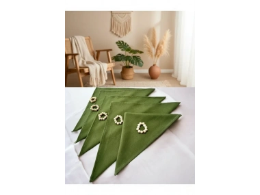 Premium Haki Yeşil 6lı Peçete TAKIMI (toka hediyeli) 40x40