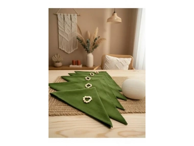 Premium Haki Yeşil 6lı Peçete TAKIMI (toka hediyeli) 40x40