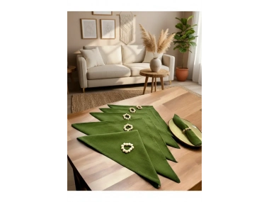 Premium Haki Yeşil 6lı Peçete TAKIMI (toka hediyeli) 40x40