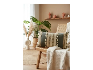 Mat Gri Kahverengi Dantelli Kırlent Kırlent Kılıfı (35 x 55)