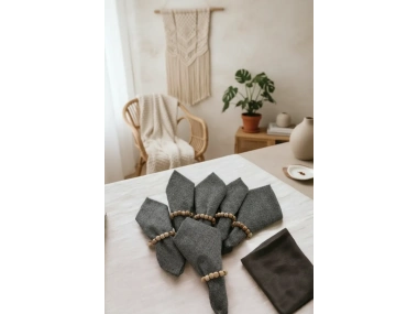 Gri Antrasit Sade 6lı Peçete Takımı