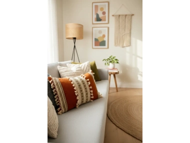 Kiremit Rengi Üçlü Kahve Dantelli Kırlent Kırlent Kılıfı