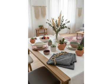 Gri Antrasit Sade 6lı Peçete Takımı