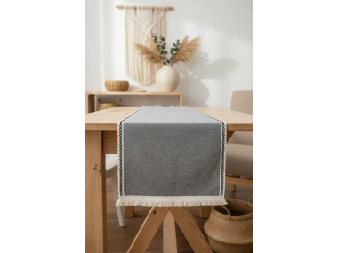 Gri Antrasit Siyah Şeritli Püsküllü Runner