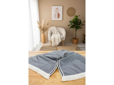 Gri Antrasit Siyah Şeritli Püsküllü Runner