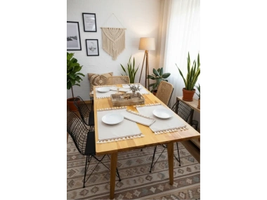 Bej Renk 6lı Kahve Ponponlu Amerikan Servisi