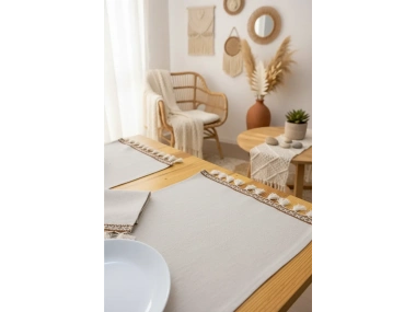 Bej Renk 6lı Kahve Ponponlu Amerikan Servisi