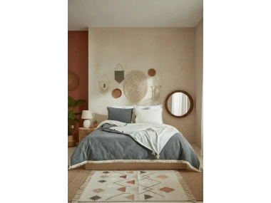 BATTAL Boy Bej Gri Krem Çift Renk Nevresim Seti