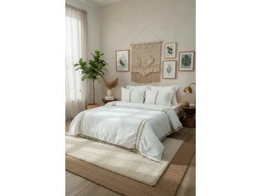 Ham Kahve Dantelli Otantik Tek Kişilik Nevresim Seti