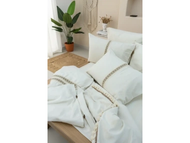 Ham Kahve Dantelli Otantik Çift Kişilik Nevresim Takımı