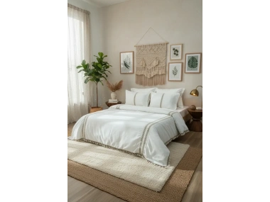 Ham Kahve Dantelli Otantik Çift Kişilik Nevresim Takımı