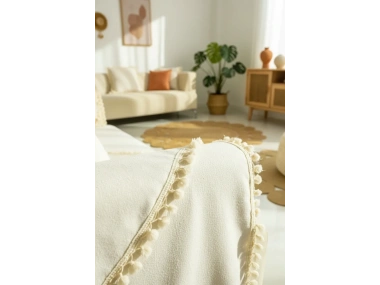 Ham Keten Otantik Koltuk Örtüsü Koltuk Şalı