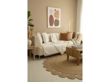 Ham Keten Otantik Koltuk Örtüsü Koltuk Şalı