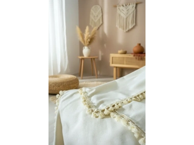 Ham Keten Otantik Koltuk Örtüsü Koltuk Şalı