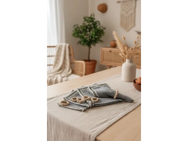 ANTRASİT Siyah Şeritli Peçete 40x40 TOKA HEDİYELİ 6LI