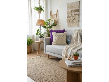 Sarı Renk Keten Çoklu Püsküllü Kırlent Kırlent Kılıfı