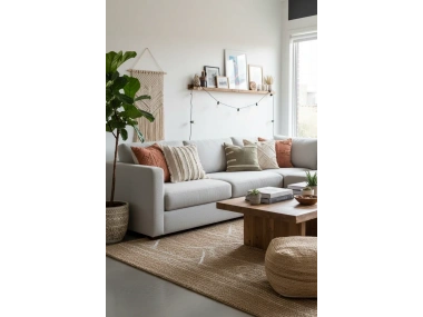 Üç Dantelli Püsküllü Ham Keten Krem Kırlent Kılıfı