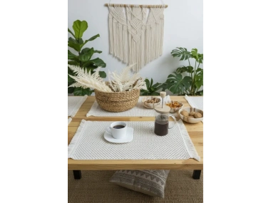 4Lü Amerikan Servis Ham Pamuk Örme Dantel Püsküllü (35x50)