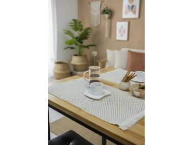 4Lü Amerikan Servis Ham Pamuk Örme Dantel Püsküllü (35x50)