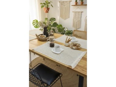 4Lü Amerikan Servis Ham Pamuk Örme Dantel Püsküllü (35x50)