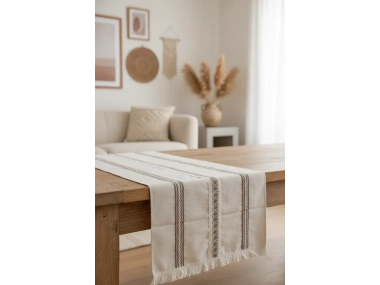 Keten Üstü 3 Dantelli Püsküllü Runner (50 x150)