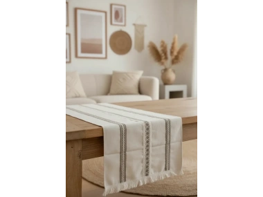 Keten Üstü 3 Dantelli Püsküllü Runner (50 x150)